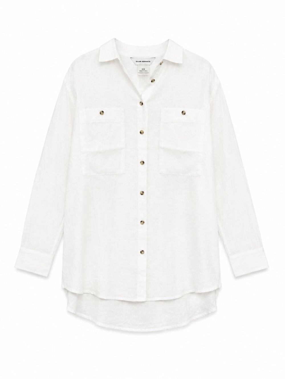 NWT Club Monaco White Linen Blend Button Down Shirt Size Large